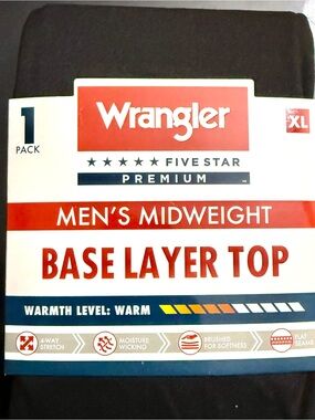 Wrangler Men's Midweight Base Layer Top - Black XL NEW!!!
